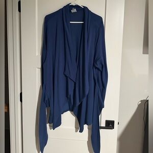 2X Meri Skye Blue Long Sleeve Attached Tie Waist Cardigan